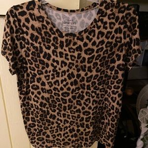 Cheetah print soft knit tee
